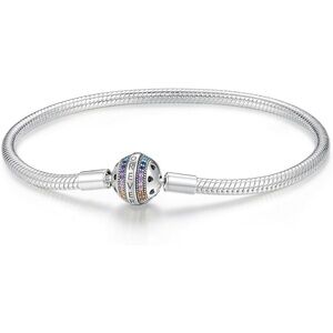 🌈 Silver Bracelet with rainbow rhinestones 8.4 inches